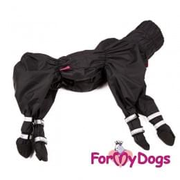Дождевик Черный с ботиночками непромокаемый для собак